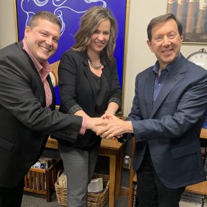 Pictured from left to right Patrick Burgan and Sue Filipovich (co-owners of Burgan Real Estate) and Alan Friedkin (founder Friedkin Commercial Realty) 